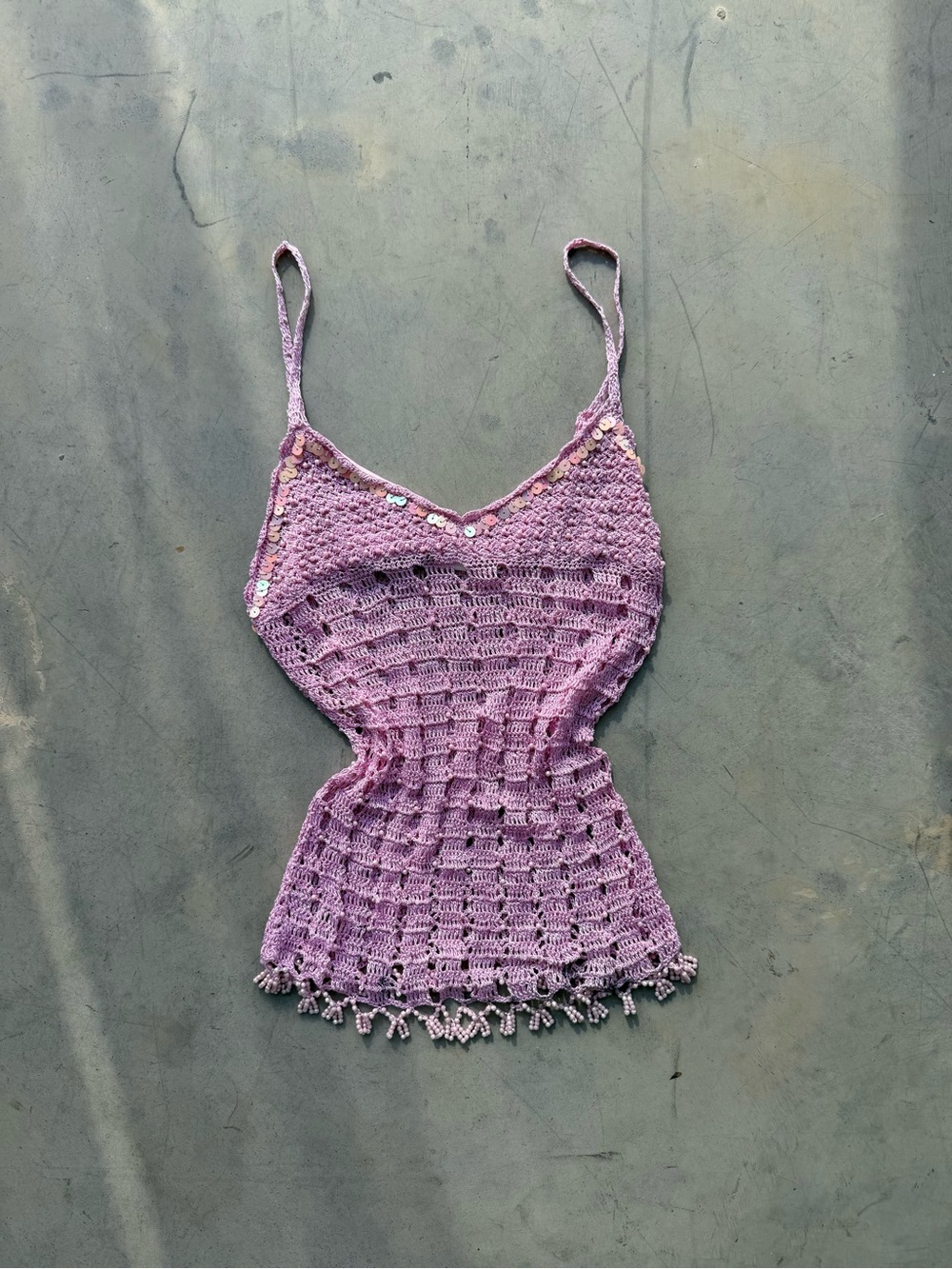 Y2K Moon's Crochet Sequin Tank Top